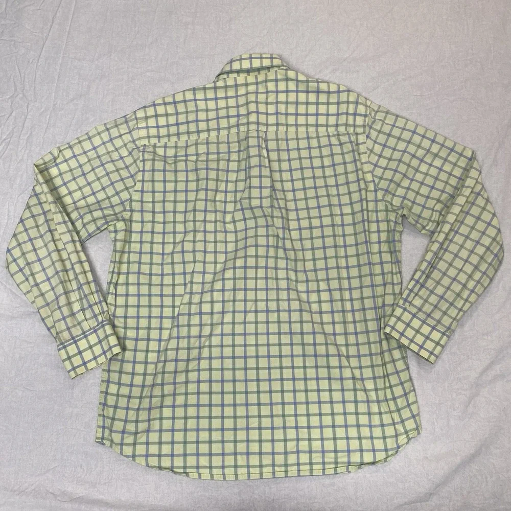 Lyle & Scott Button Down Shirt Mens XL (Est No Size Tag) Green Blue Plaid Cotton